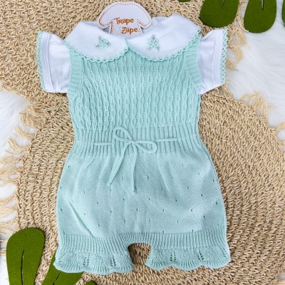 Conj body e jardineira Sofia- Verde Água